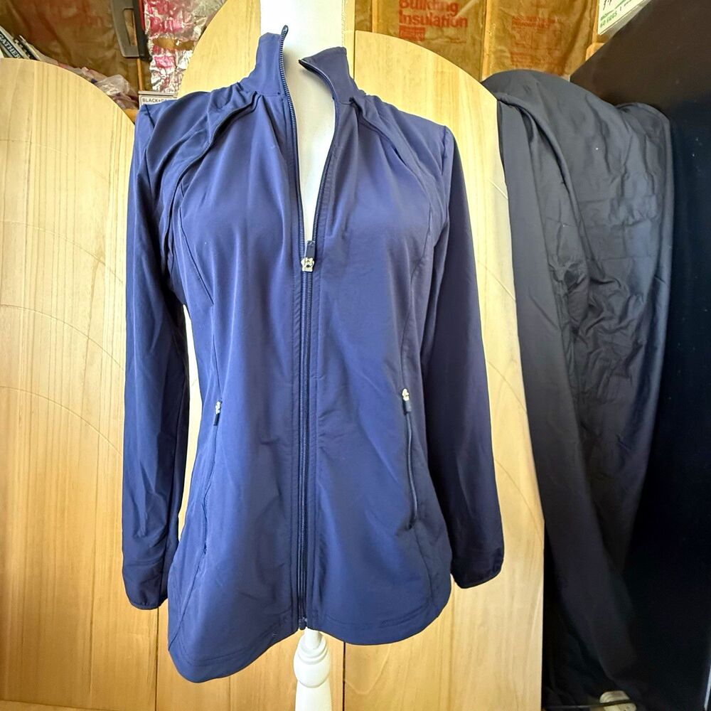 JoFit Women’s S Navy Full Zip Track Jacket Zip Pockets Long Sleeve Athleisure